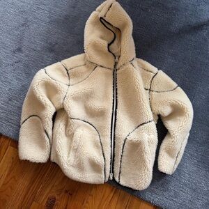BDG Cream Sherpa Jacket with Black Trim